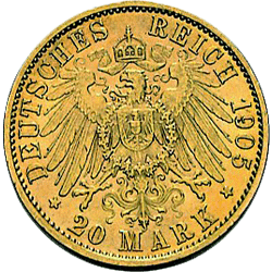 20 Gold Mark Wilhelm II verschiedene