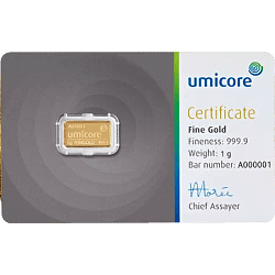 1 g Goldbarren - verschiedene Hersteller