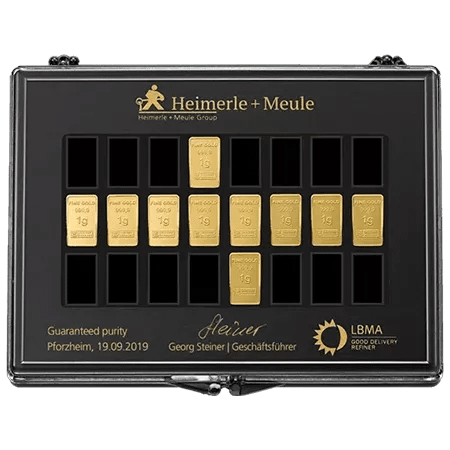 10 x 1 g Gold UnityBar Collection Heimerle und Meule