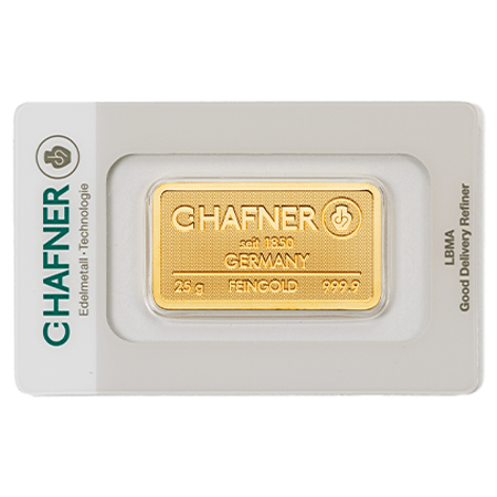 25 g Goldbarren C. Hafner