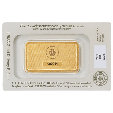 25 g Goldbarren C. Hafner – Bild 2
