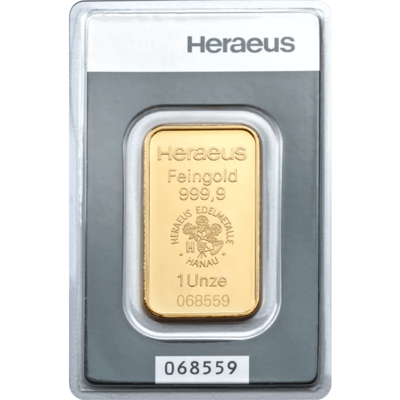 1 Unze Goldbarren Heraeus