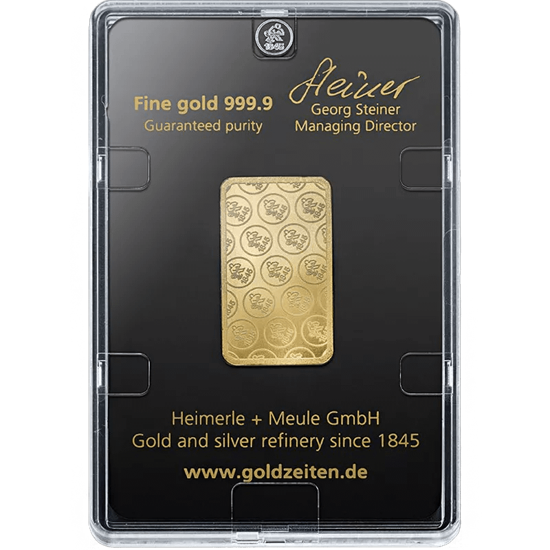 20 g Goldbarren Heimerle & Meule geprägt – Bild 2