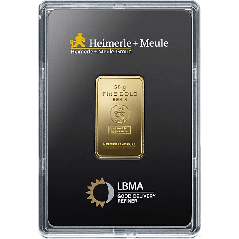 20 g Goldbarren Heimerle & Meule geprägt