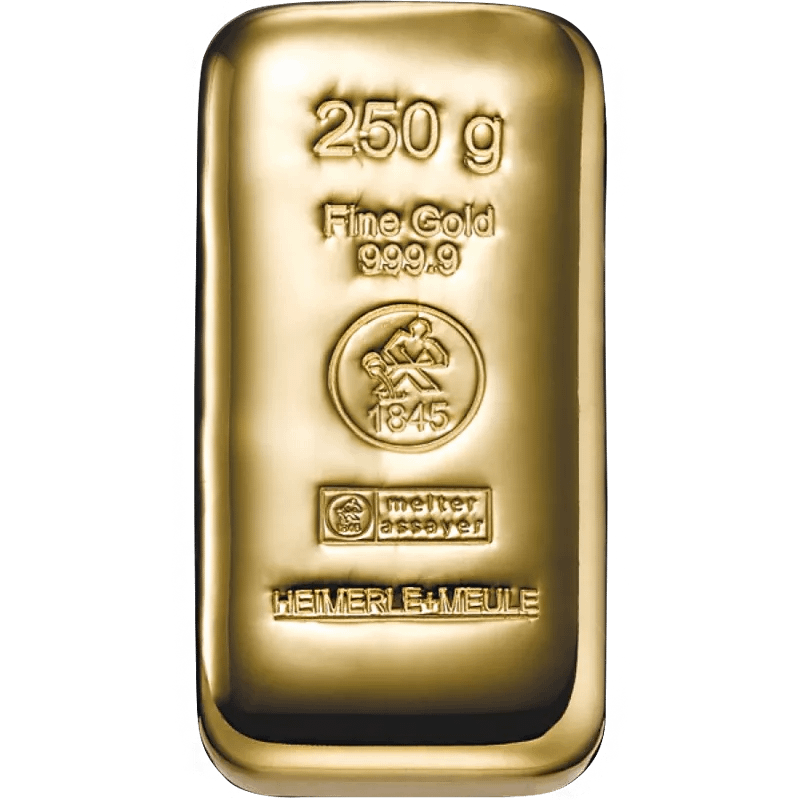 250 g Goldbarren Heimerle & Meule - gegossen