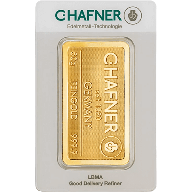 50 g Goldbarren C. Hafner geprägt