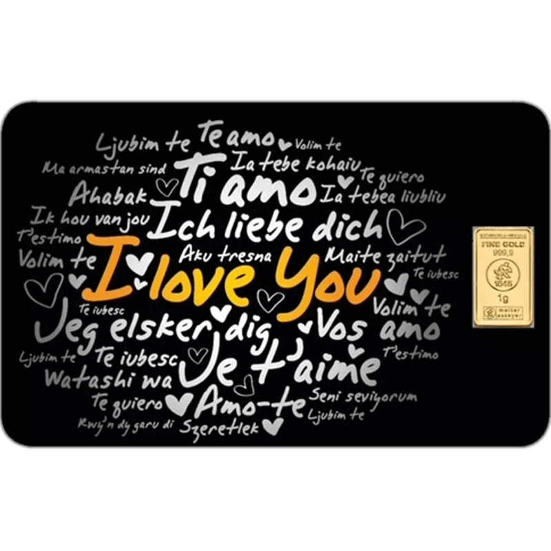 1 g Goldbarren Heimerle & Meule "I Love you"