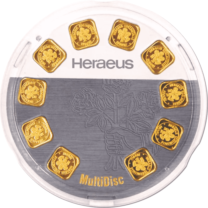 10 x 1 g Goldbarren Heraeus MultiDisc -KW 14-