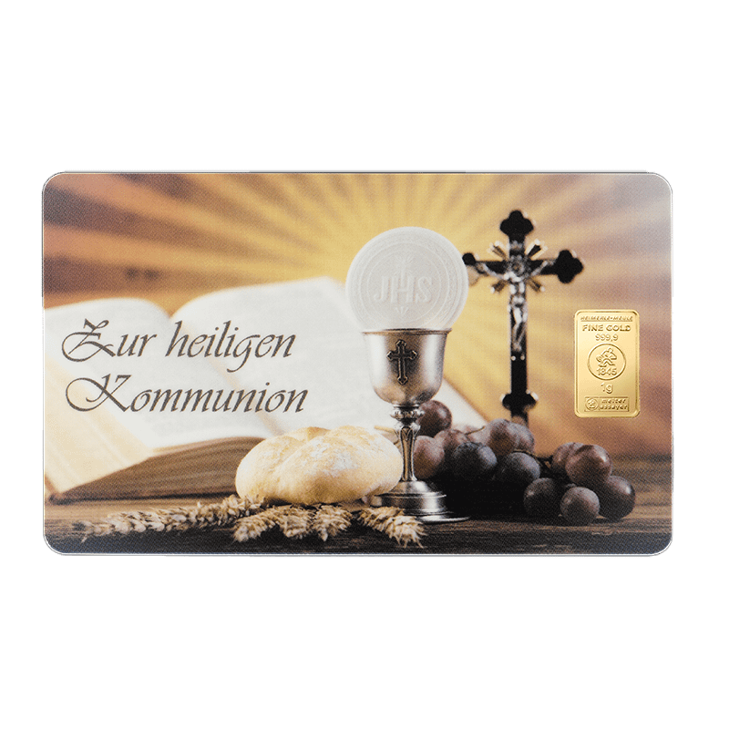 1 g Goldbarren Heimerle & Meule "Kommunion"