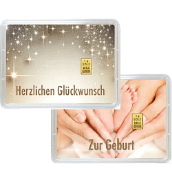 1 g Gold Geschenkkarte Herzlichen Glückwunsch zur Geburt