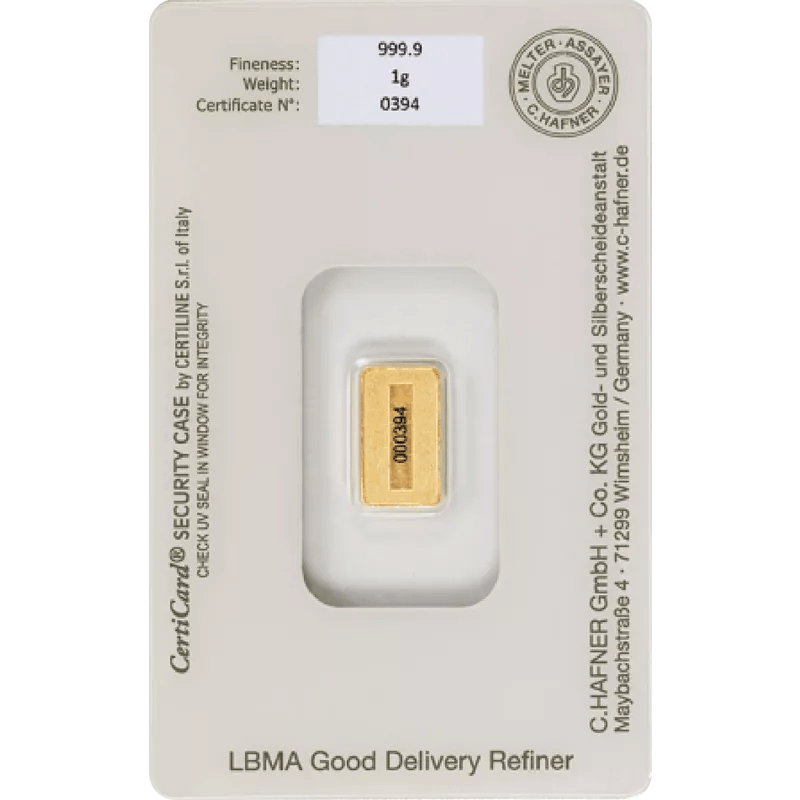 1 g Goldbarren C. Hafner – Bild 2