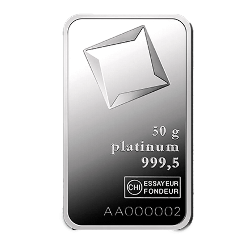 50 Gramm Platinbarren - verschiedene Hersteller