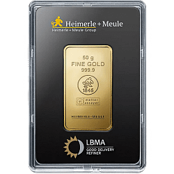 50 g Goldbarren Heimerle & Meule geprägt