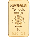1 g Goldbarren - verschiedene Hersteller