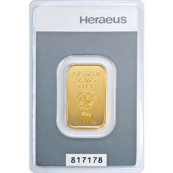 10 g Kinebar Goldbarren Heraeus