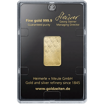 10 g Goldbarren Heimerle & Meule – Bild 2