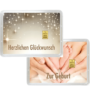 1 g Gold Geschenkkarte Herzlichen Glückwunsch zur Geburt