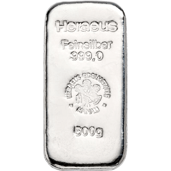 500 g Silberbarren Heraeus