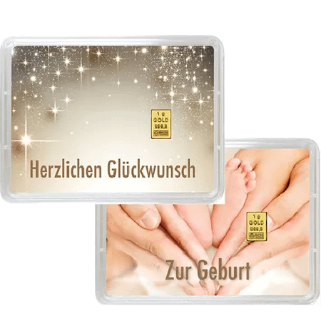 1 g Gold Geschenkkarte Herzlichen Glückwunsch zur Geburt