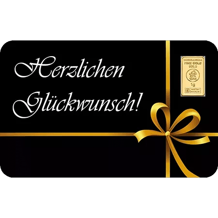 1 g Goldbarren Heimerle & Meule "Herzlichen Glückwunsch"