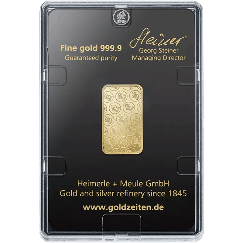 10 g Goldbarren Heimerle & Meule – Bild 2