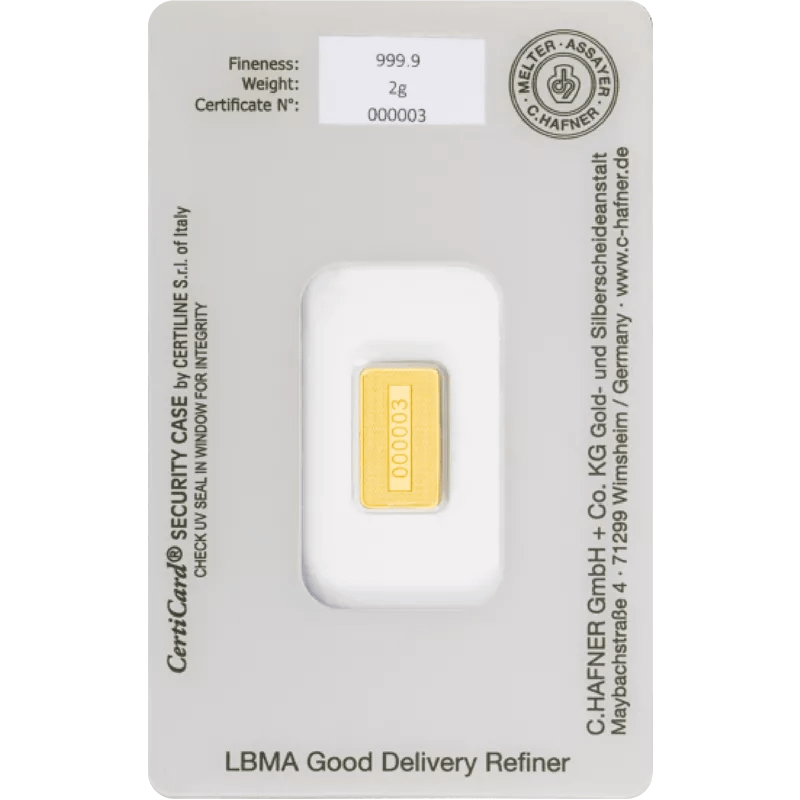 2 g Goldbarren C. Hafner – Bild 2