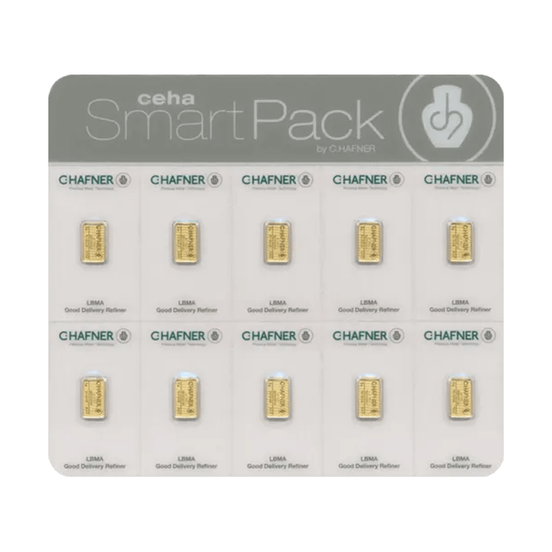 10 x 2 g Goldbarren C.Hafner Smartpack