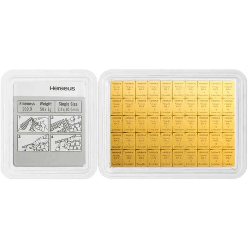50 x 1g Tafelbarren Heraeus